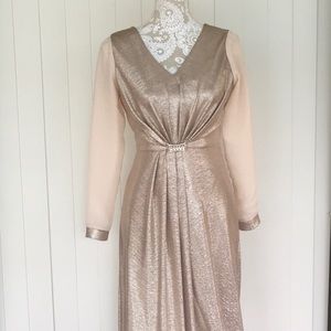 Tahari gold evening gown